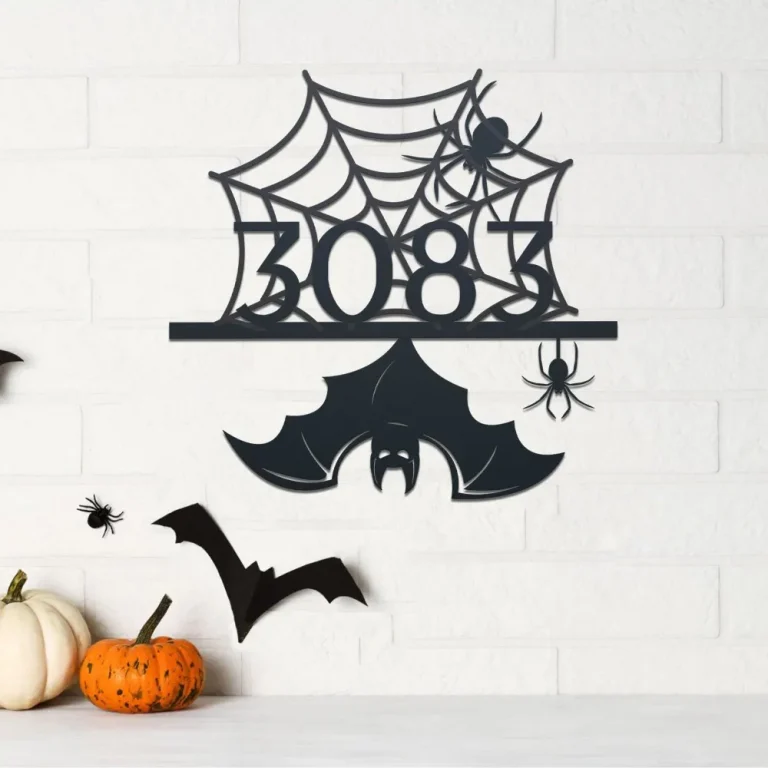 Custom Halloween Address Sign, Unique Halloween Bat Sign, Personalized Bat Address Sign, Custom House Number, Home Decor, Address Sign