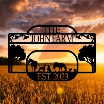 Personalized Metal Farm Sign, Farm Animals, Custom Farm Metal Sign, Outside Barn , Country House Ranch, Metal Wall Art, Custom Farmhouse Sign