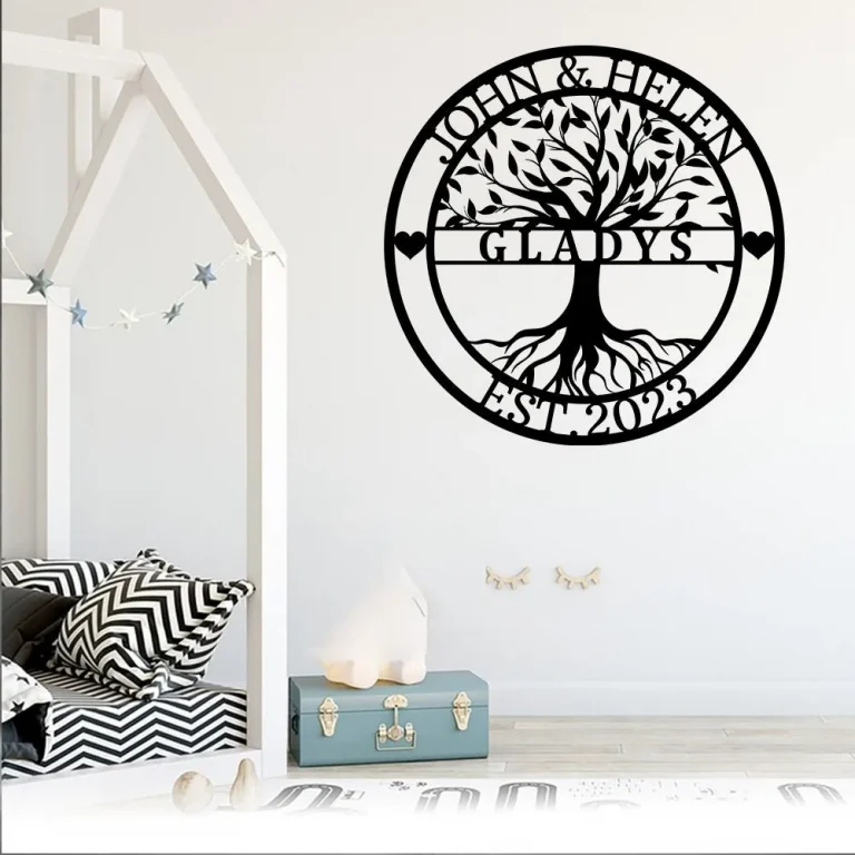 Personalized Tree Of Life Metal Sign, Housewarming Gift, Wedding Gift, Custom Metal Family Last Name Tree Sign, Metal Wall Art, Front Door Decor