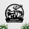 Great Outdoors Hunting Trio, Deer Hunter Name Sign, Metal Deer Family Art, Personalized Deer Hunting And Fishing Metal Wall Art, Home Decor