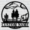 Personalized Cowboy Cowgirl Couple Riding Horse, Custom Cowboy And Cowgirl Couple Sign, Couple Metal Wall Art, Gift For Couple, Anniversary Gift