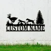 Custom Hound Deer Hunting Metal Wall Art, Personalized Hunter Name Sign Gift For Hunter, Dog Hunting Sign Home Decor, Hunting Deer Sign