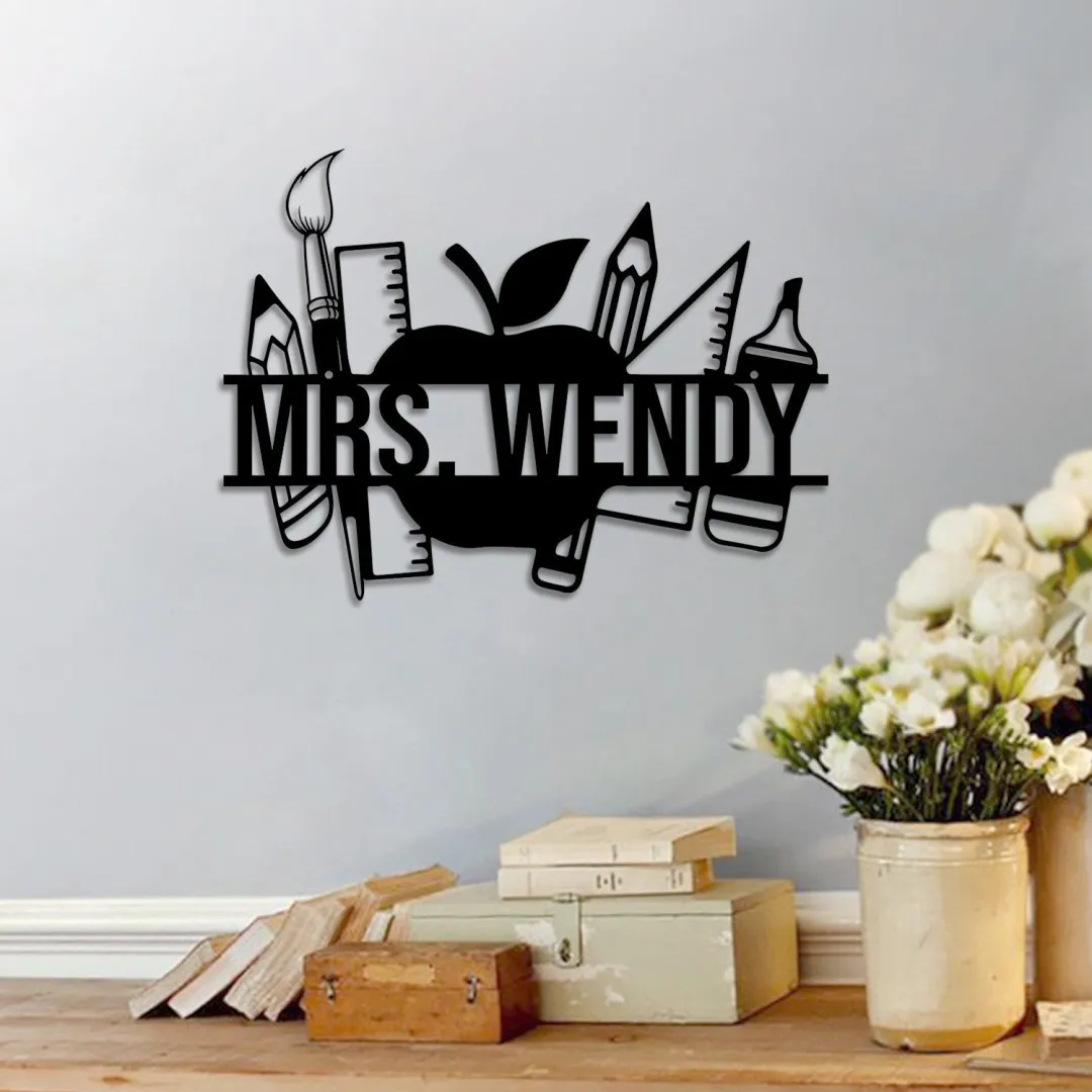 il_fullxfull.5118170090_cd41-1.webp Custom Teacher Split Metal Wall Art, Teacher Name Sign Decoration For Room, Teacher Home Decor, Classroom Wall Decor Door Sign, Teacher Gift
