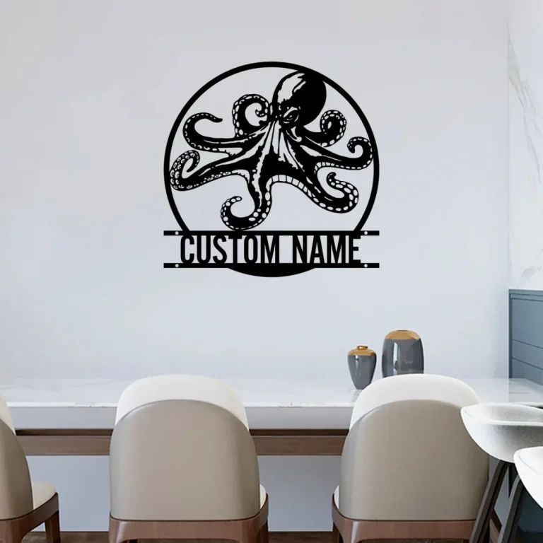 Custom Octopus Metal Wall Art, Nautical Animals Metal Wall Decor, Beach House Decor, Wall Hanging, Lake House Decor, Octopus Metal Wall Art