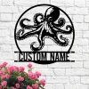 Custom Octopus Metal Wall Art, Nautical Animals Metal Wall Decor, Beach House Decor, Wall Hanging, Lake House Decor, Octopus Metal Wall Art