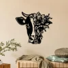 Floral Dairy Cow Metal Wall Art, Cow With Flower Metal Sign, Cow Metal Art, Farm Metal Sign, Farm Decor Kid Nursery Decor Housewarming Gift