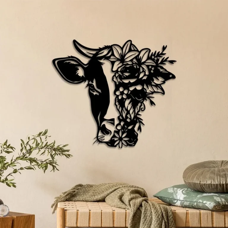 Floral Dairy Cow Metal Wall Art, Cow With Flower Metal Sign, Cow Metal Art, Farm Metal Sign, Farm Decor Kid Nursery Decor Housewarming Gift