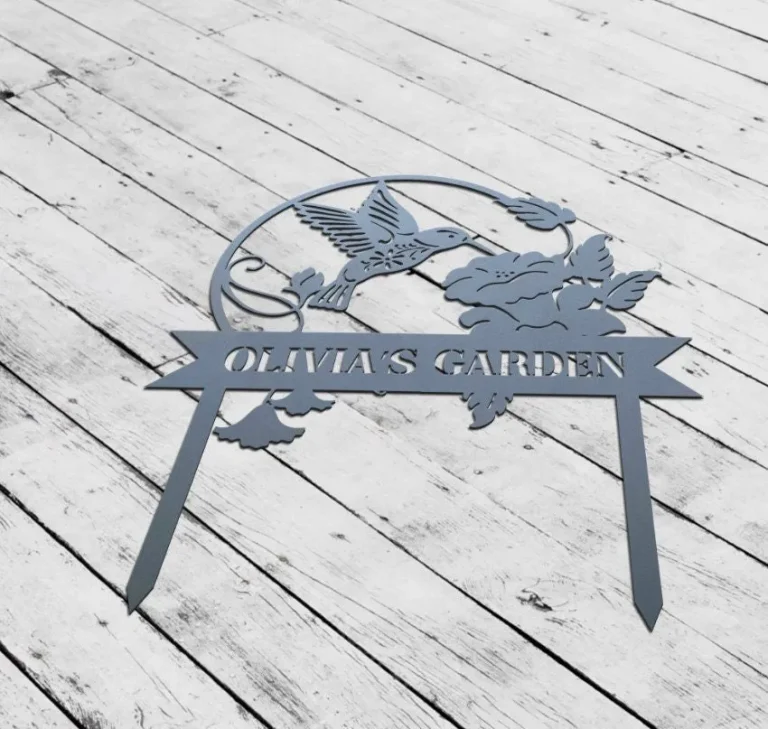 Custom Hummingbird Metal Sign, Hummingbird Family Name Sign, Personalized Garden Stake, Yard Sign, Yard Decor, Gardener Name Sign