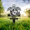 Custom Turtle Memorial Stake, Remembrance Stake, Garden Decor, Floral Tortoise, Metal Stake, Tortoise Loss, Sympathy Sign, Grave Marker