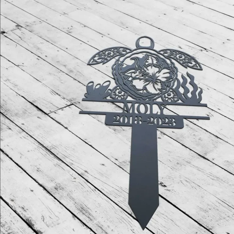 Custom Turtle Memorial Stake, Remembrance Stake, Garden Decor, Floral Tortoise, Metal Stake, Tortoise Loss, Sympathy Sign, Grave Marker