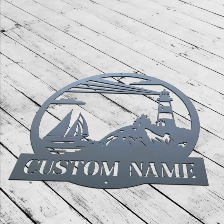 Custom Lighthouse Metal Sign, Custom Sailing Metal Wall Art, Lighthouse Sign, Nautical Decor, Sailboat Name Sign, Sailing Sign, Beach House Gifts