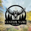 Personalized Owl Metal Sign, Owl In Flight Monogram, Metal Owl Sign, Metal Decor, Steel Wall Decor, Owl Custom Name Sign, Owl Sign, Nature Sign