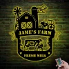 Personalized Farm Metal Sign With Led Lights, Custom Metal Farm Sign, Farm Animals, Outside Barn, Cow Tractor Sign, Outdoor Sign Farmhouse Decor