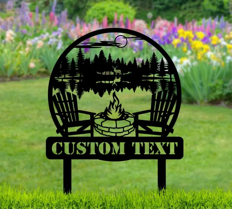 Custom Camping Metal Sign, Family Name Sign, Anniversary Gift, Garden Sign, Happy Campers Yard Sign, Camping Stake, Camper Decor, Rv Decor