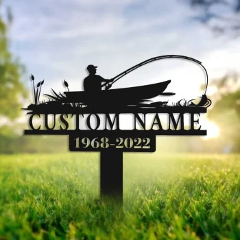 Fishing Memorial Stake Metal, Custom Fishing Memorial, Fisherman Memorial Gift, Fishing Dad Sympathy, Grave Marker, Fishing Gift Memorial