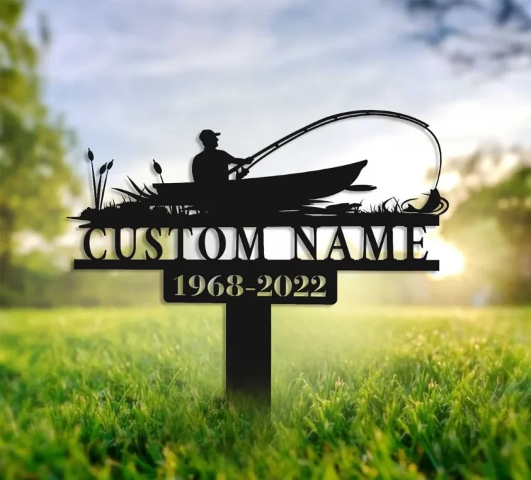 Fishing Memorial Stake Metal, Custom Fishing Memorial, Fisherman Memorial Gift, Fishing Dad Sympathy, Grave Marker, Fishing Gift Memorial