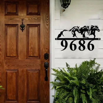 Address Number Metal Sign, Horse Metal Address Sign Decor, Horse Monogram Address Street Number Sign, Address Plaque Door Hanger Outdoor Sign