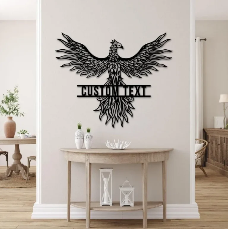 Personalized Rising Phoenix Metal Wall Art, Phoenix Metal Wall Decor, Phoenix Metal Sign, Metal Wall Hangings, Home Decor, Custom Name Sign