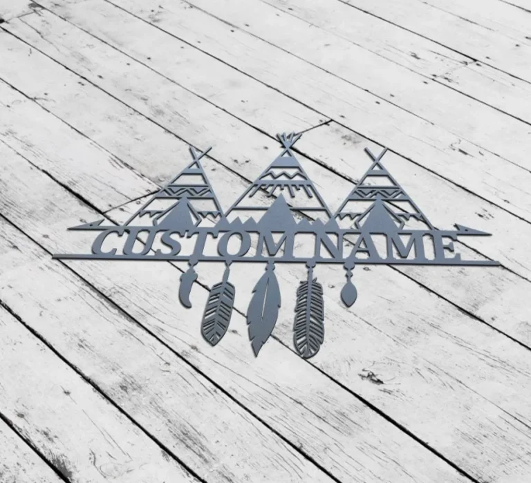 Custom Native American Teepee Metal Wall Art, Personalized Indian Name Sign Home Decor, Native American Sign, Camping Sign, Birthday Gift