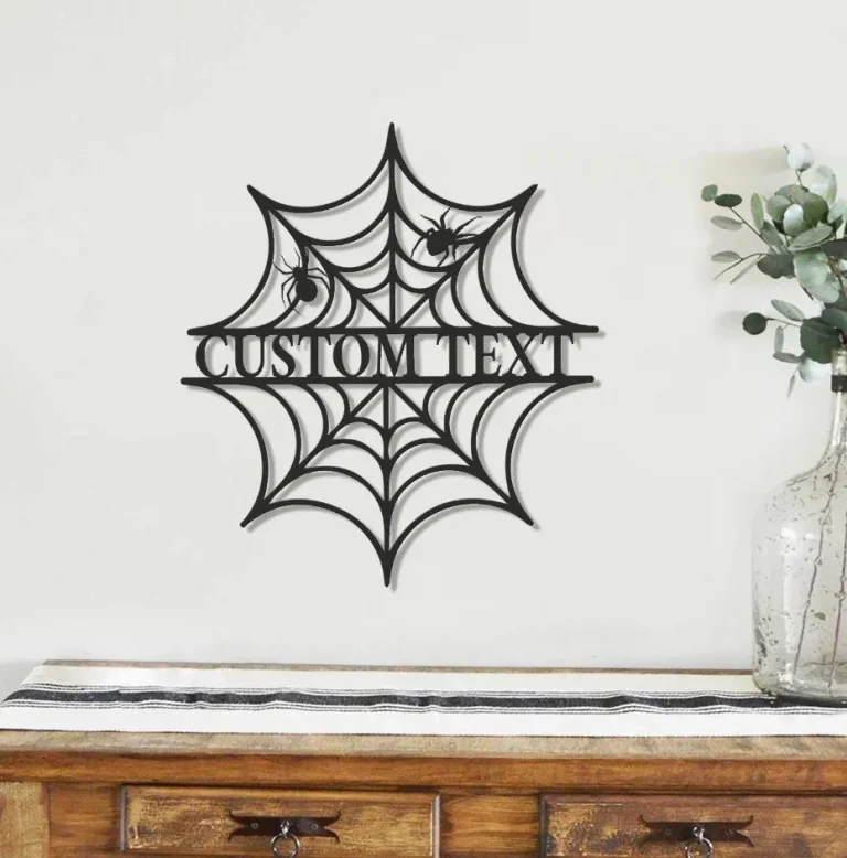 Personalized Spider Metal Wall Art Wall Art, Custom Creepy Spider Web Name Sign, Creepy Spider Web Name Sign, Halloween Gift, Home Decor