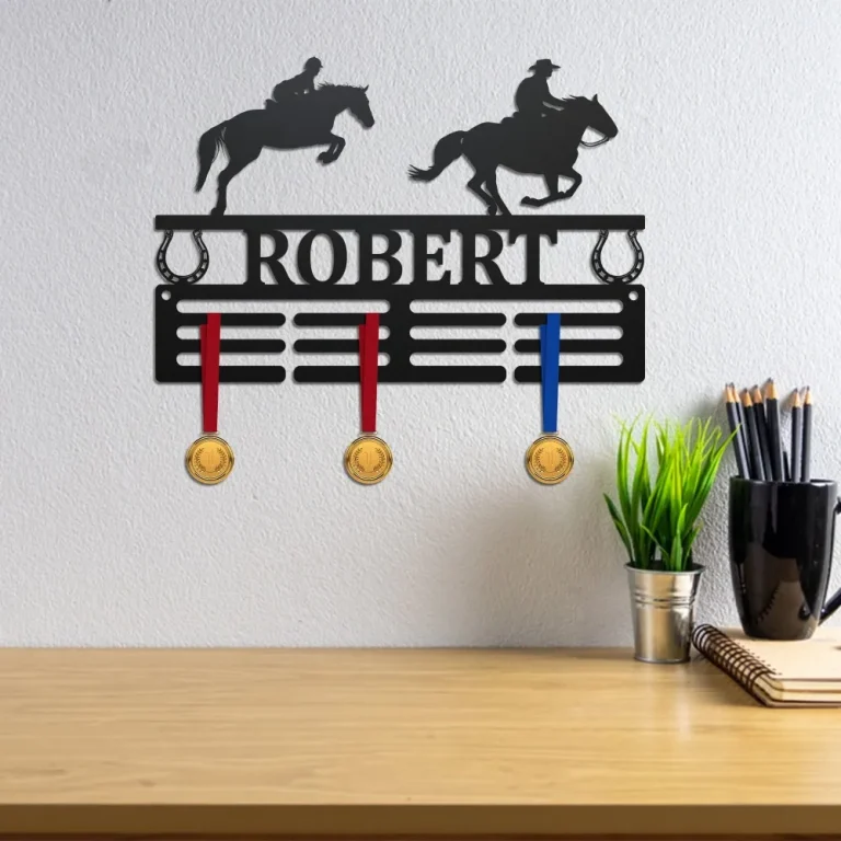 Personalized Horse Riding Medal Holder, Horse Custom Name Medal Hanger Monogram, Western Horse Sign, Sports Medals, Horse Show Medal Hanger