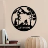 Personalized Scenic Bigfoot Metal Sign With Led Lights, Personalized Sasquatch, Bigfoot Metal Sign, Mountain Scene Monogram Sign, Address Sign