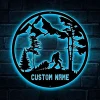 Personalized Scenic Bigfoot Metal Sign With Led Lights, Personalized Sasquatch, Bigfoot Metal Sign, Mountain Scene Monogram Sign, Address Sign