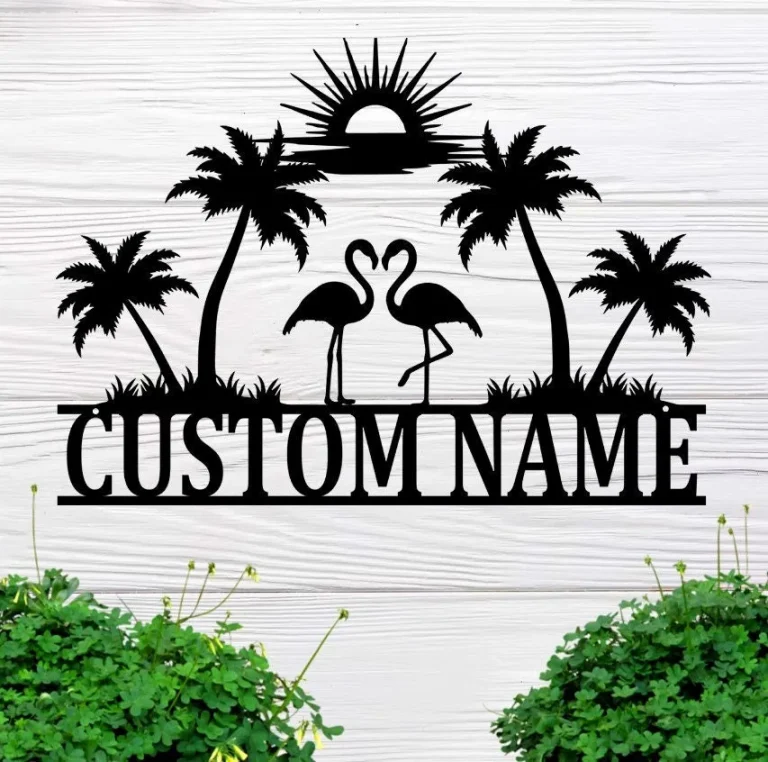 Personalized Flamingo Metal Sign, Flamingo Sign, Summer Gift, Flamingo, Beach House Decor, Palm Tree Sign, Tiki Bar Decor, Unique Gift