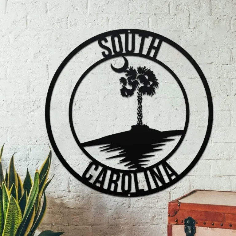 Custom Palmetto Tree And Moon Metal Sign, Personalized Palm Tree Name Sign, South Carolina Palmetto Tree Decor Wall Art, South Carolina Sign