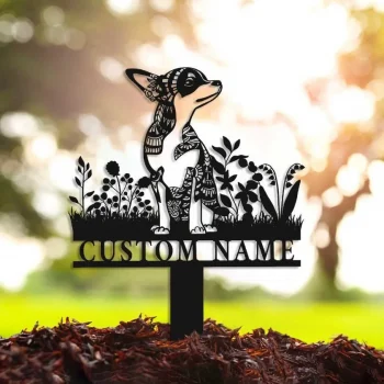 Chihuahua Mandala Garden Stake Metal, Chihuahua Lover, Dog Garden Sign Outdoor Decor, Chihuahua Stake, Chihuahua Zentangle Metal Yard Art