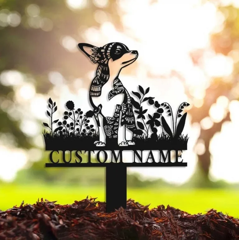 Chihuahua Mandala Garden Stake Metal, Chihuahua Lover, Dog Garden Sign Outdoor Decor, Chihuahua Stake, Chihuahua Zentangle Metal Yard Art