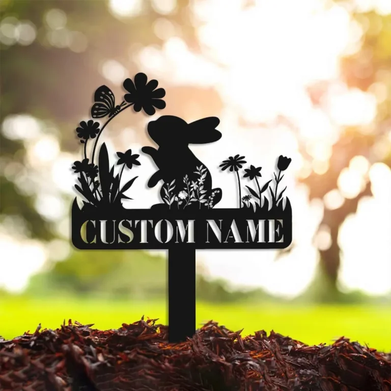 Personalized Bunny Stake Sign, Rabbit Sign With Stake, Pet Loss, Custom Rabbit Garden Decor, Year Of Rabbit Gift, Pet Grave Marker, Outdoor Decor