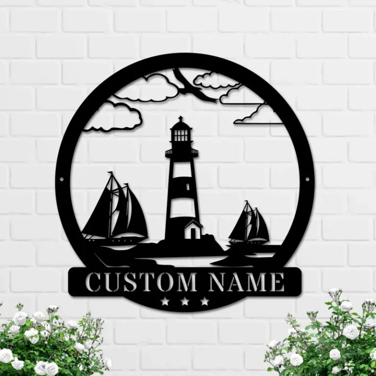 Custom Sailing Metal Wall Art, Custom Lighthouse Metal Sign, Nautical Decor, Sailboat Name Sign, Sailing Sign, Beach House Gifts, Lighthouse Sign