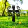 Personalized Cross With Wings Memorial Stake, Grave Marker, Remembrance Stake, Garden Decor, Cross Sign, Metal Stake, Sympathy Sign, Dad Gift