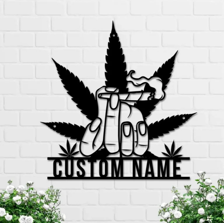 Hand Smoking Weed Metal Wall Art, Marijuana Sign, Marijuana Leaf Room Decor, Culture Smoking Cigarette, Hand Smoking Metal Art