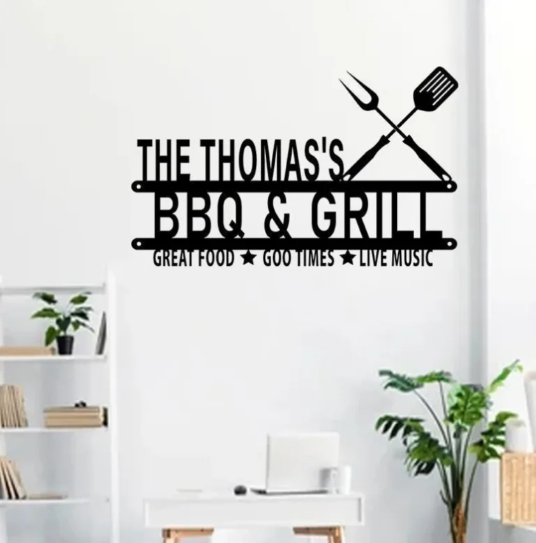Personalized Metal Bbq Grill Sign, Backyard Metal Sign, Bbq Decor, Grilling Sign, Custom Bbq Sign, Bar & Grill Metal Wall Art, Backyard Decor