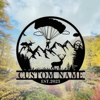 Custom Parachuting Skydiving Metal Sign, Parachuting Skydiving Monogram Metal Sign, Skydiving Wall Hanging For Decoration, Parachuting Sign