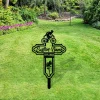 Bike Rider Memorial, In Memorial Of Gift, Custom Cemetery Stake, Grave Marker, Biker Cross, Dirt Bike Stake, Cross Paw Sign, Home Decor