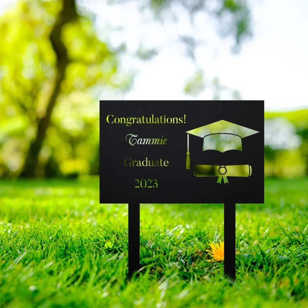 il_fullxfull.5139534351_69ha-1.webp Graduation Monogram Metal Sign, Graduation Gift, Graduation Sign, Graduation Decor, Metal Yard Sign, Senior Decor, Metal Graduation Yard Art