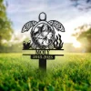 Custom Turtle Memorial Stake, Metal Stake, Tortoise Loss, Sympathy Sign, Grave Marker, Remembrance Stake, Garden Decor, Floral Tortoise