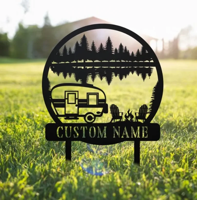 Custom Camping Metal Sign, Happy Campers Yard Sign, Camping Stake, Camper Decor, Rv Decor, Family Name Sign, Anniversary Gift, Garden Sign