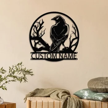 Custom Raven Crow Metal Sign, Raven Crow Lover Decor, Raven Crow Sign, Personalized Raven Crow Metal Wall Art Decor, Bird Decoration, Home Decor