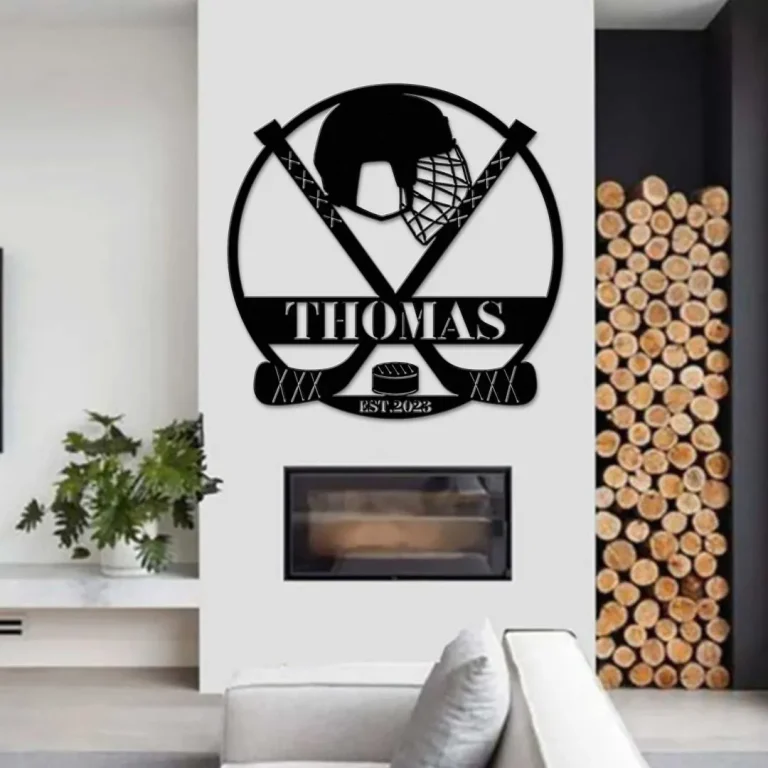 Custom Ice Hockey Metal Wall Art, Hockey Home Decor Art, Hockey Player Gift, Hockey Metal Sign, Personalized Hockey Name Sign, Man Cave