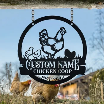 Personalized Chicken Coop Sign Name, Hen House Sign, Chicken Coop Wall Art, Custom Chicken Coop Metal Sign, Barn Decor, Farm Decor, Farm Decor