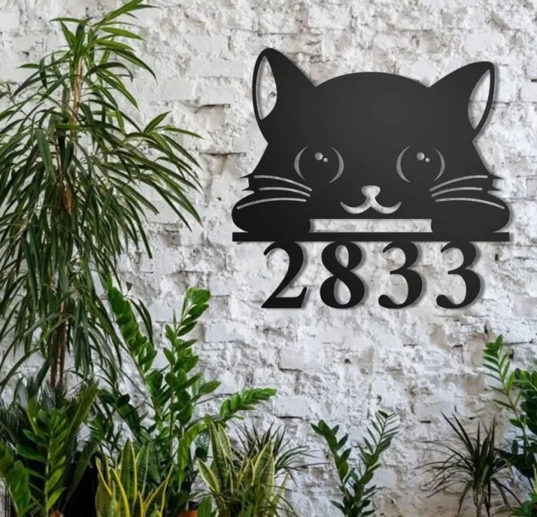 Cat House Number Sign Cat House Address Sign Custom Door Number Sign Cat Welcome Sign Housewarming Gift Gift For Cat Lovers House Number