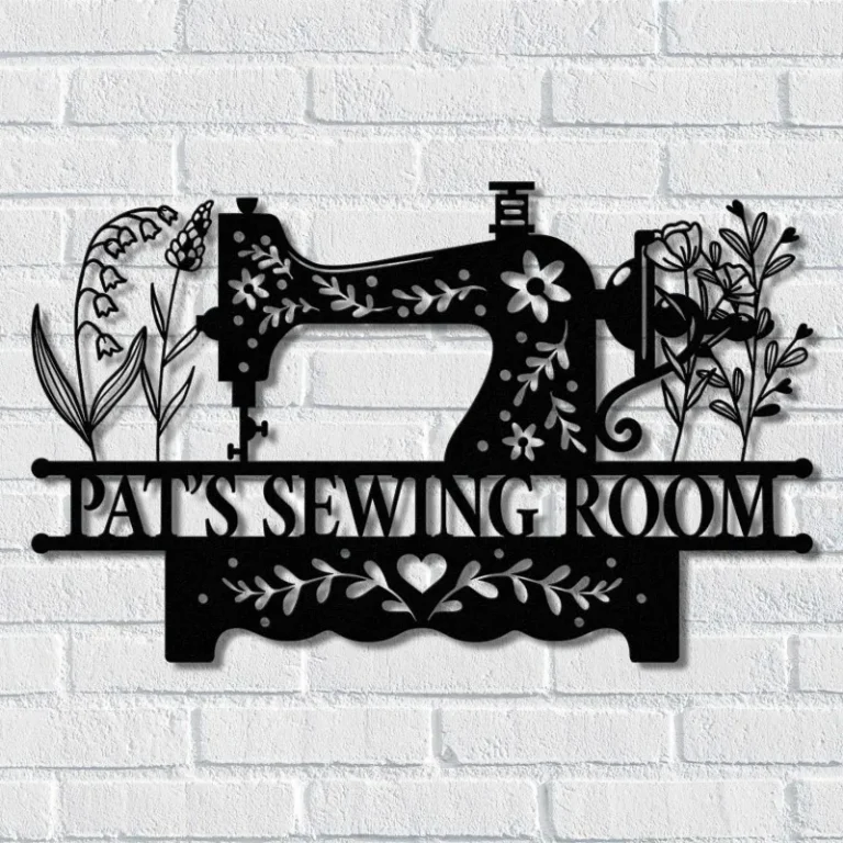 Custom Sewing Machine Metal Sign, Personalized Sewing Room, Sewing Machine Sign, Custom Sewing Machine Wall Art, Custom Monogram Sewing Machine