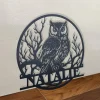 Custom Owl On The Branch Metal Wall Art, Owl Name Sign Owl Metal Wall Art Home Decor Kid Nursery Decor Owl Lover Gift Halloween Decor