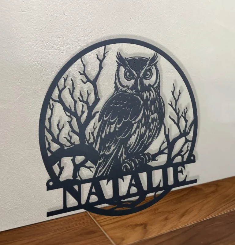 Custom Owl On The Branch Metal Wall Art, Owl Name Sign Owl Metal Wall Art Home Decor Kid Nursery Decor Owl Lover Gift Halloween Decor