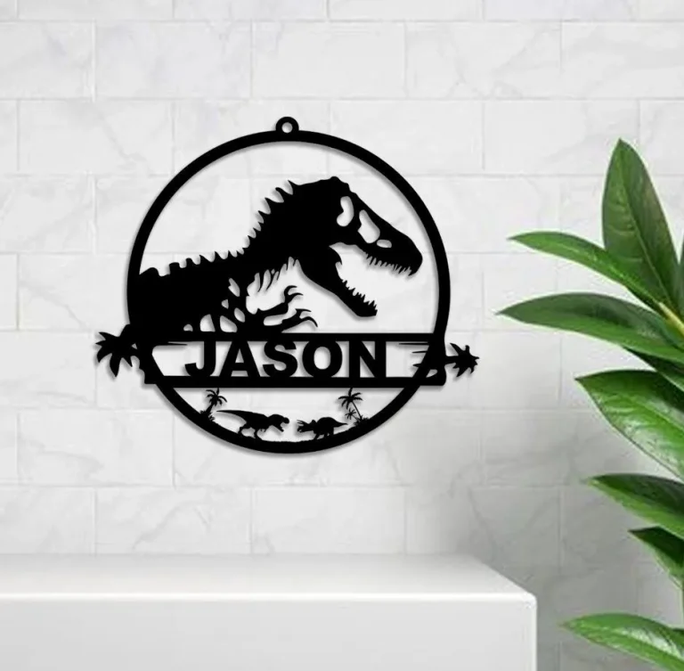 Custom Dinosaur Metal Sign, T-rex Dinosaur Metal Wall Art, Tyrannosaurus Sign, Custom T-rex Sign, Kids Room Decor, Dino Lover Gift For Children