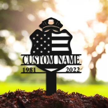 Custom Name Memorial Stake, Police Dad Memorial, Dad Remembrance Gifts, Fathers Day Memorial Gift Sympathy Sign, Dad Memorial Plaque Stake